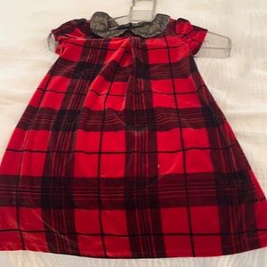 little girls holiday plaid velour dress